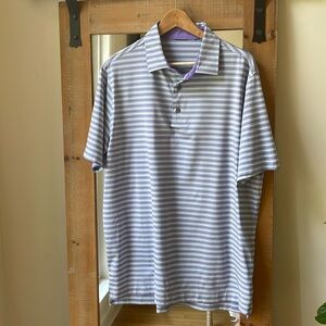 FootJoy Purple Striped Performance Golf Polo Shirt Size L